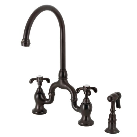 Kingston Brass Bridge Kitchen Faucet with Brass Sprayer, Oil Rubbed Bronze KS7795TXBS